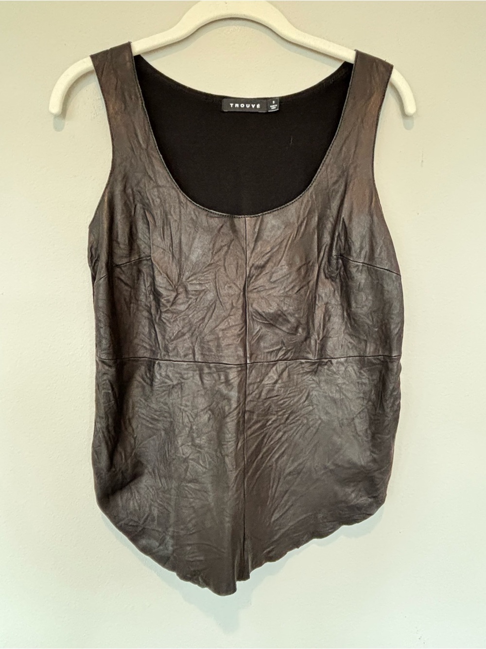 Trouve Black Real Leather Scoop Tank